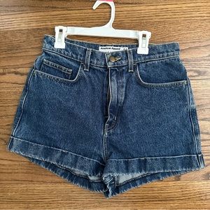 American Apparel Dark Wash High Waisted Shorts